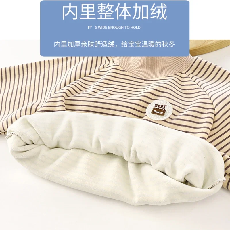 Sudadera con capucha de lana a rayas para niños y bebés - imagen 3