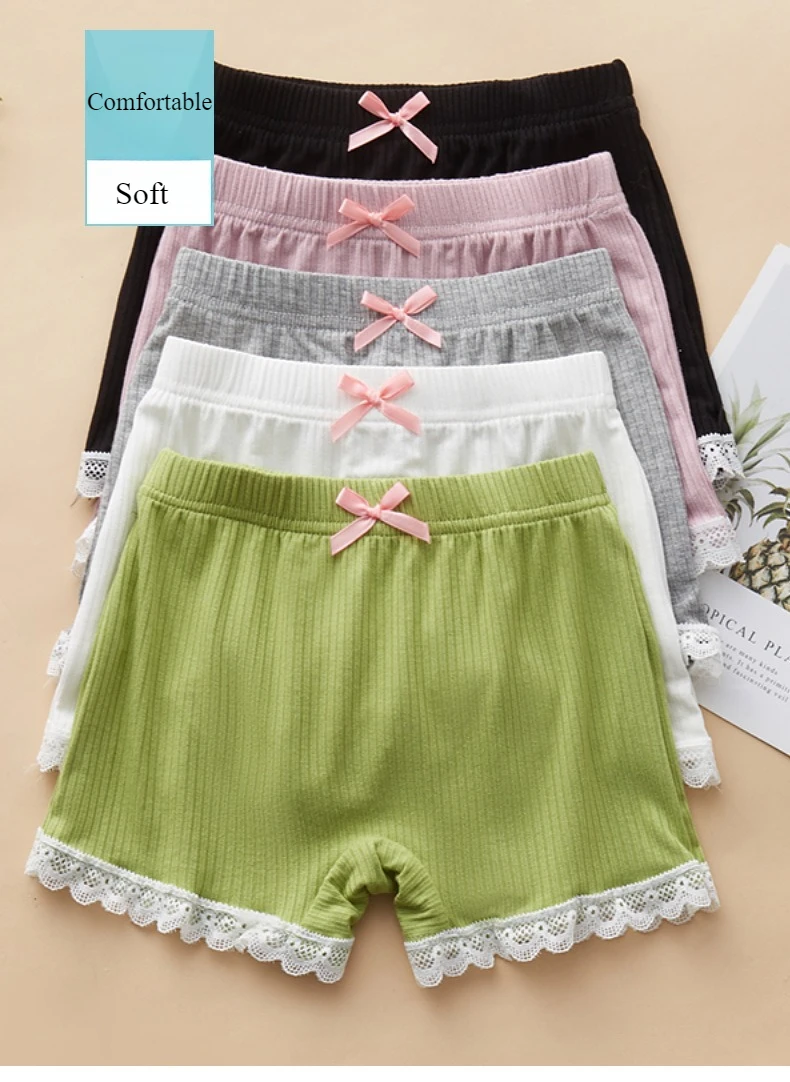 Pantalones cortos de seguridad para niñas con detalle de encaje y lazo