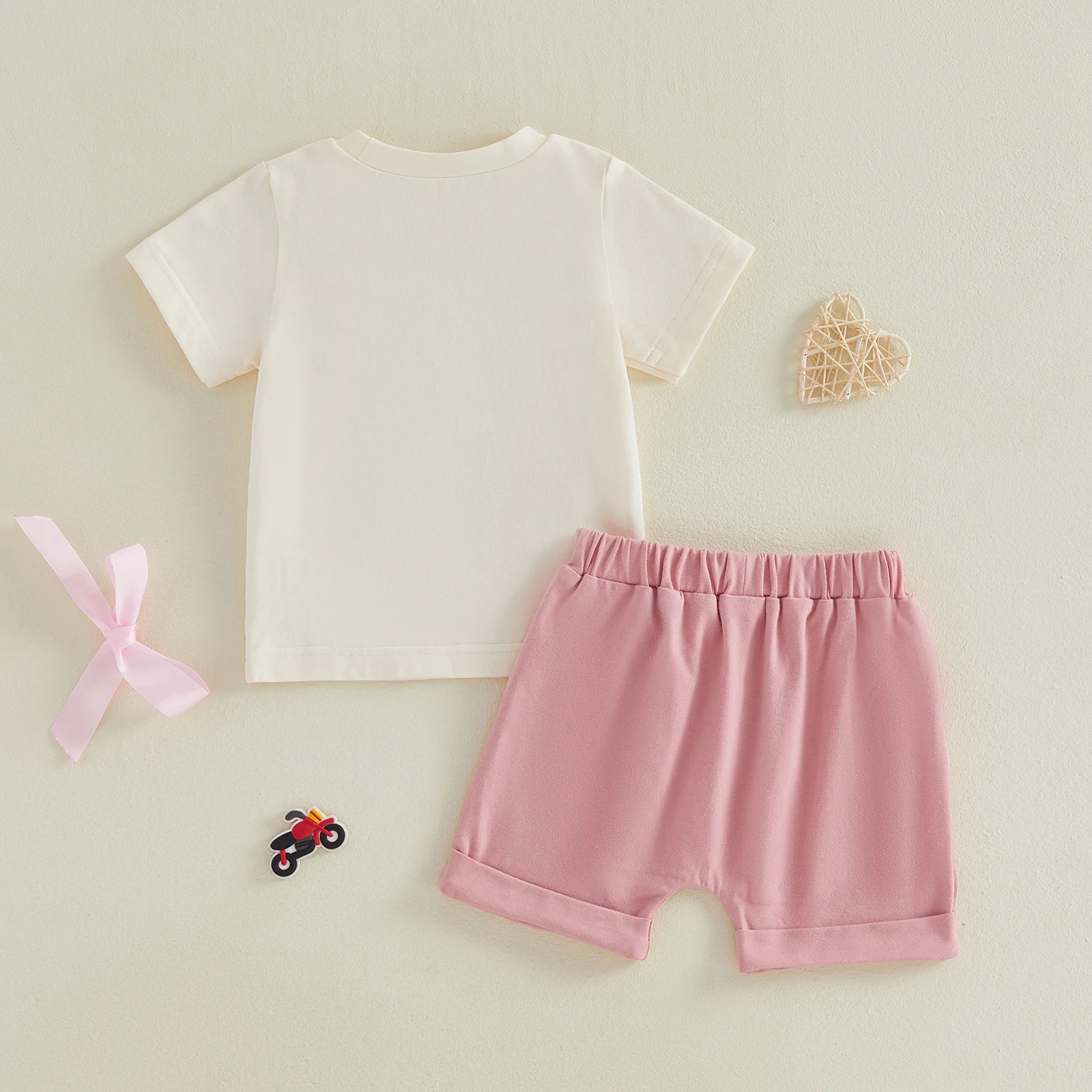 Conjunto de verano niña: camiseta letras de moto y bermudas elásticas - imagen 5