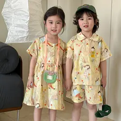 Conjuntos de verano hermano y hermana: camisas y shorts informales