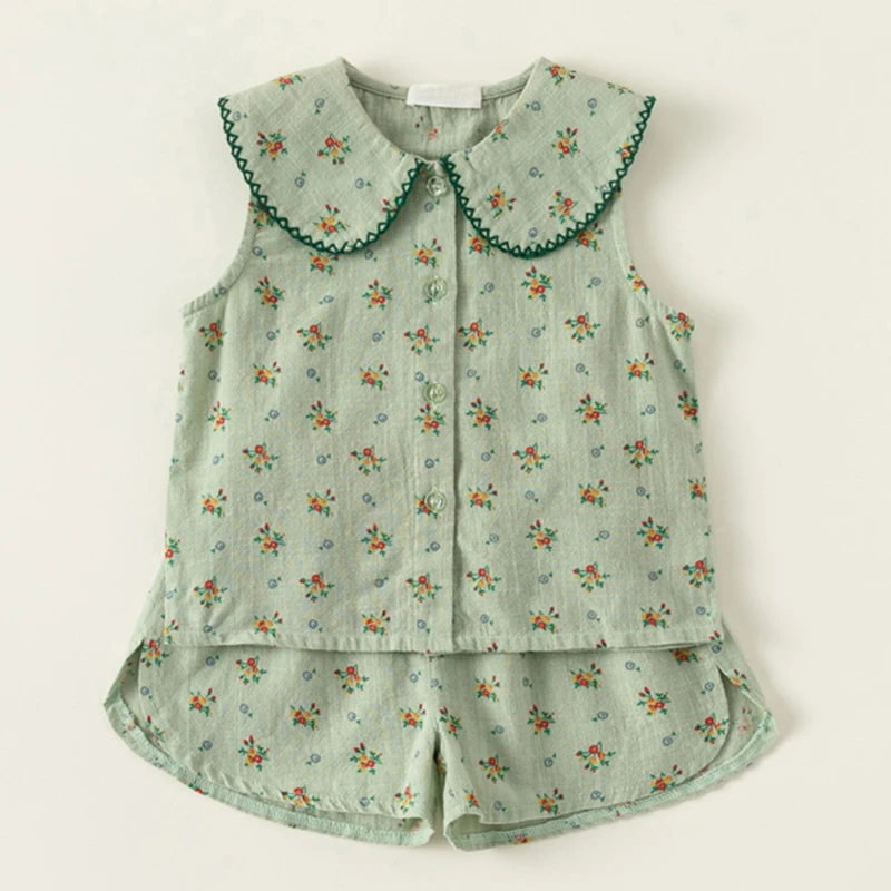 Conjunto de algodón para niña con camiseta sin mangas y short - imagen 5