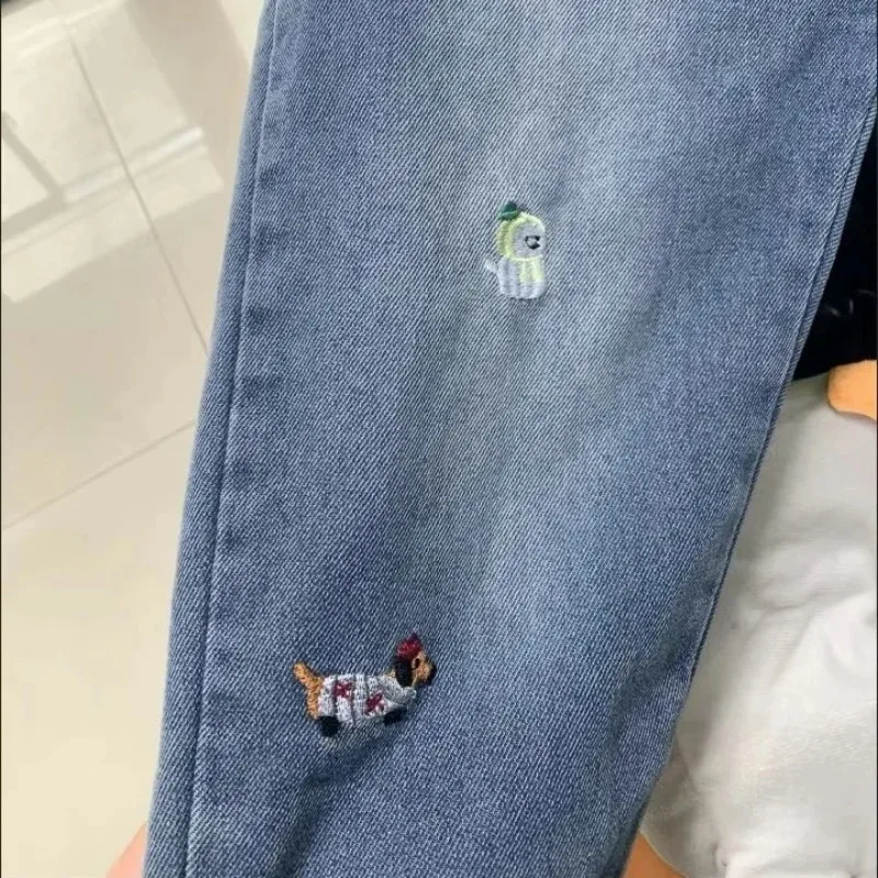 Pantalones vaqueros para niños – Bordado de perrito estilo coreano