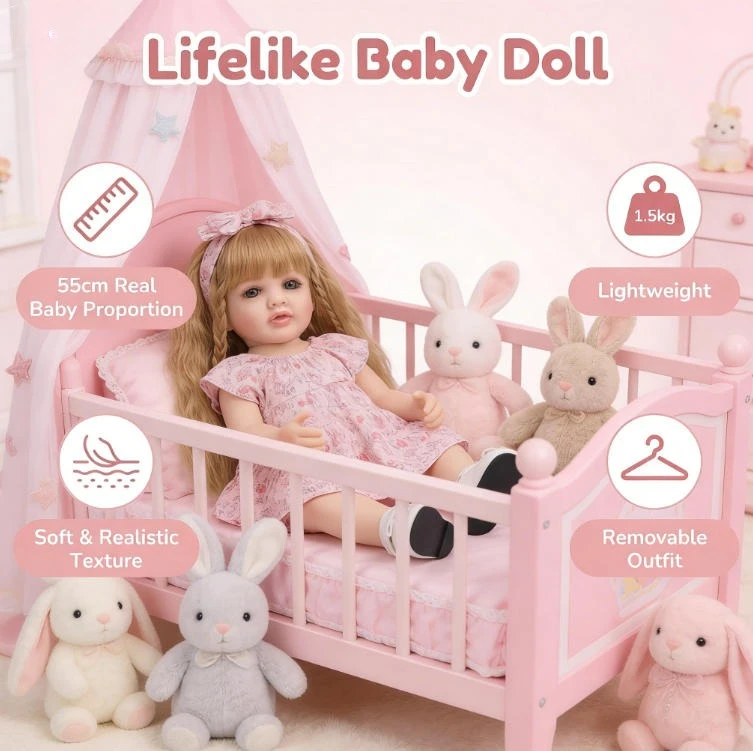 Muñeca bebé reborn NPK Betty de vinilo cuerpo completo realista - imagen 3