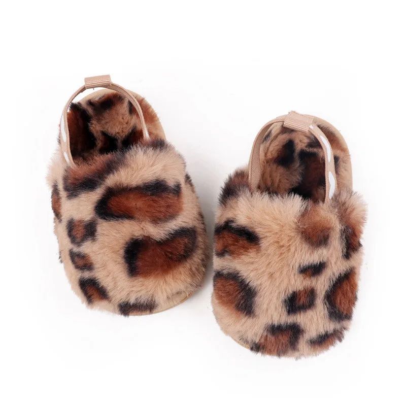 Zapatillas de felpa antideslizantes de leopardo para bebé invierno - imagen 2