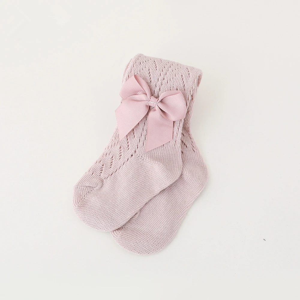 Pantimedias transpirables de algodón suave para niña con lazo – Verano