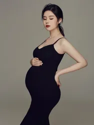 Vestido de maternidad sin mangas con escote en V para sesión fotos