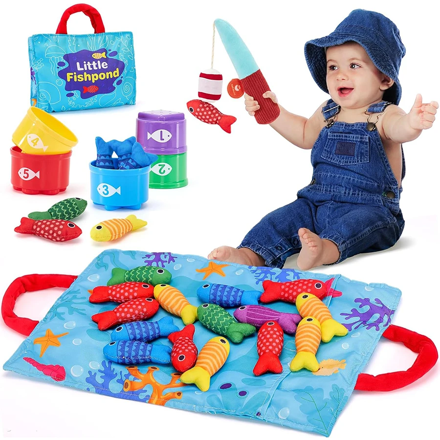 Juguetes Montessori Fish Plus: pesca de tela con tazas apilables - imagen 4