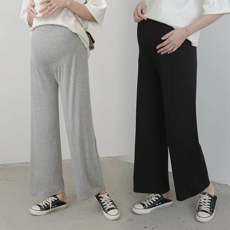 Pantalones de maternidad algodón verano pierna ancha cintura alta - imagen 2