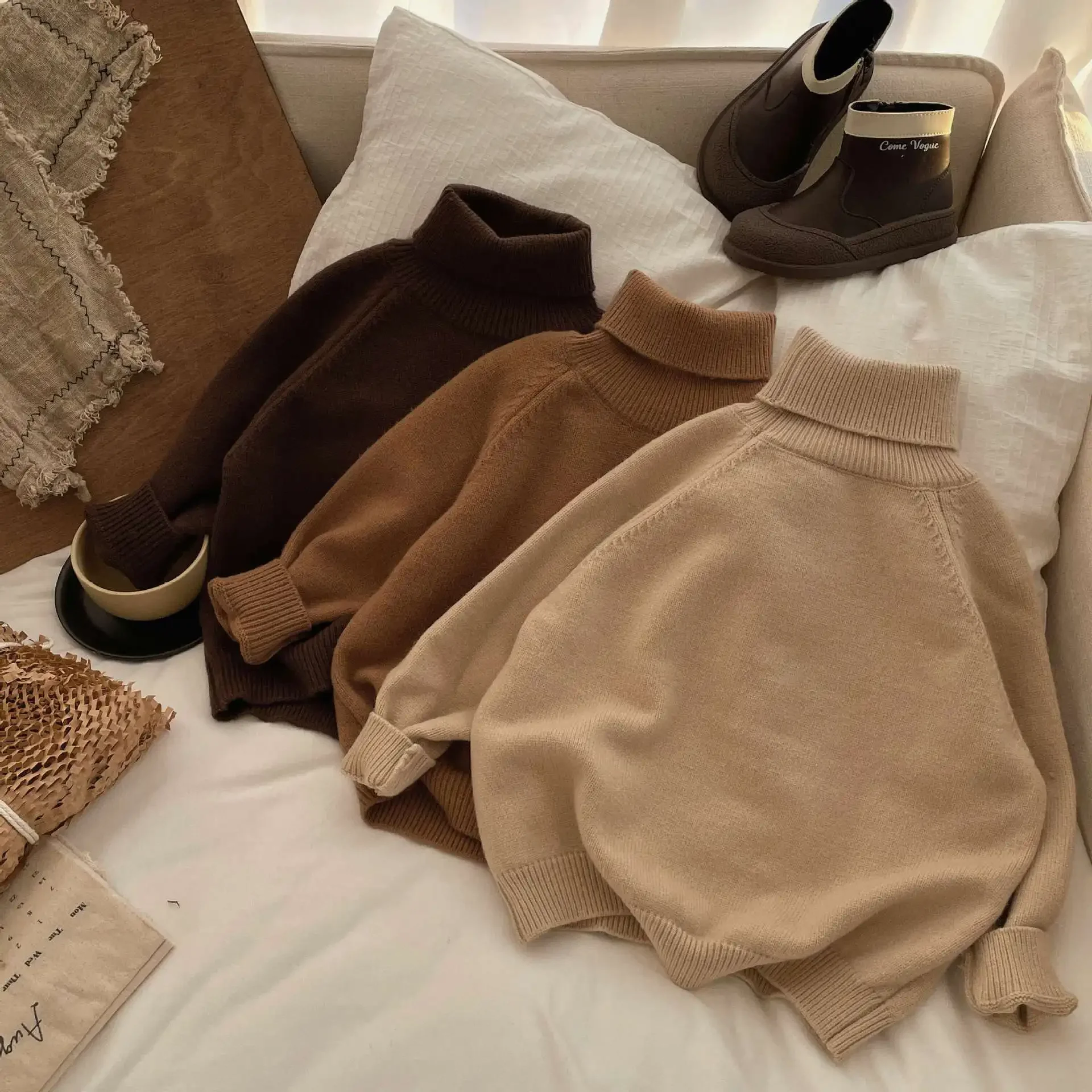 Jersey infantil de cuello alto cálido para invierno, manga larga - imagen 5