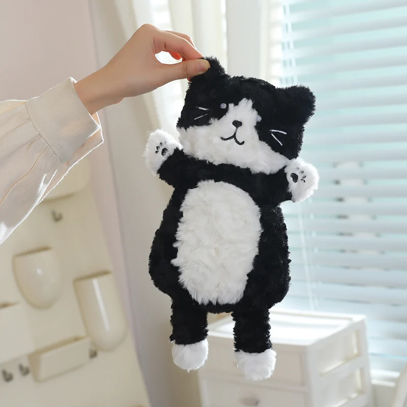Peluche gatito tricolor negro y marrón, suave para regalo - imagen 4