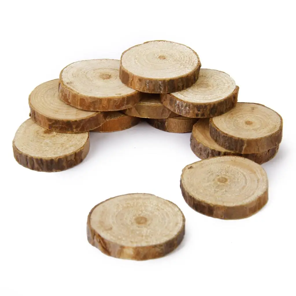 Rodajas de madera redondas para manualidades rústicas personalizables - imagen 4