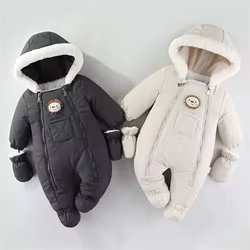 Mono pelele recién nacido para niña de invierno con guantes