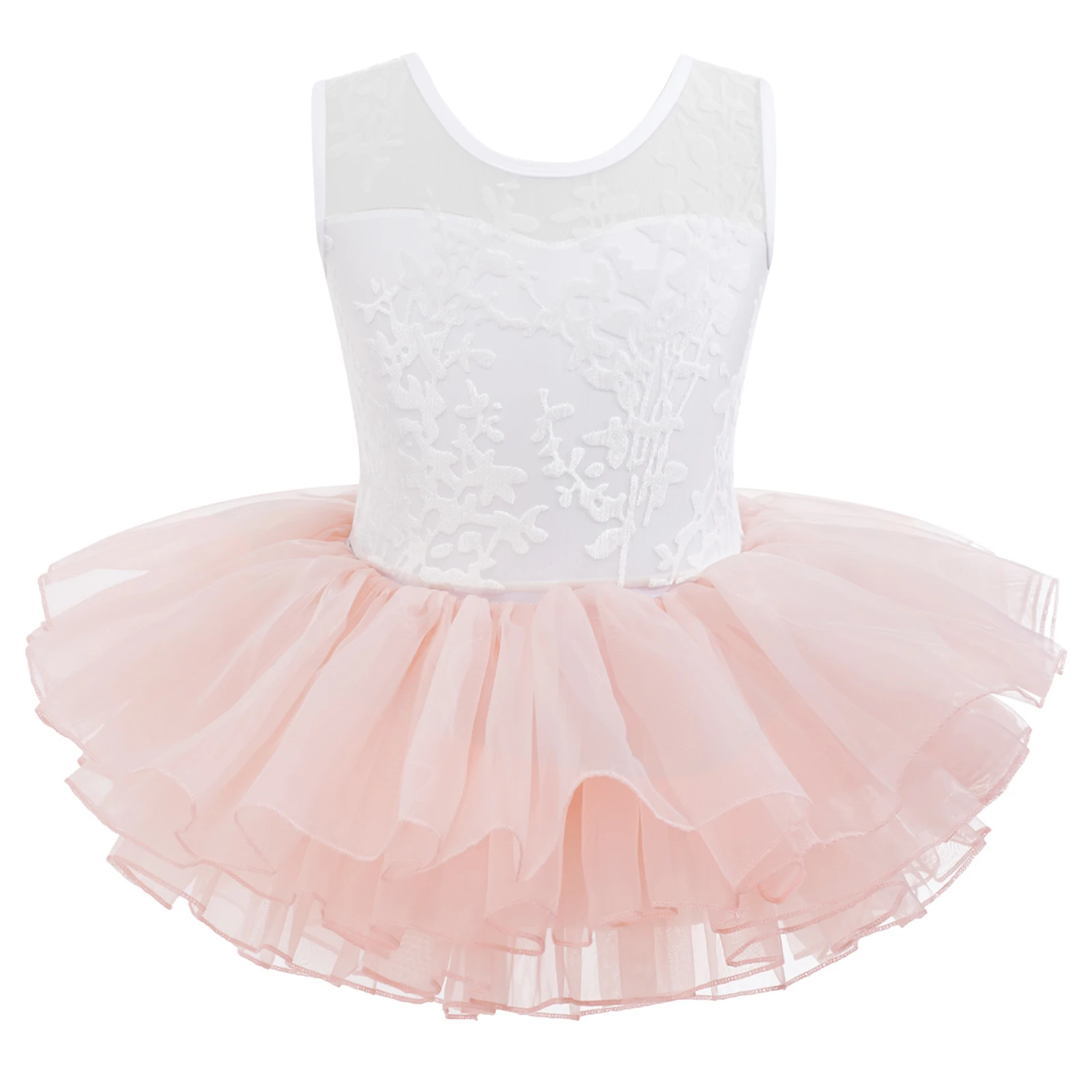 Traje de ballet infantil para niñas con leotardo sin mangas y tul - imagen 3