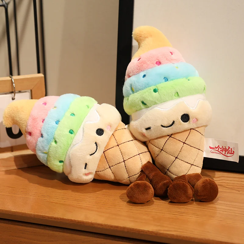 Peluche helado arcoíris en forma de cono