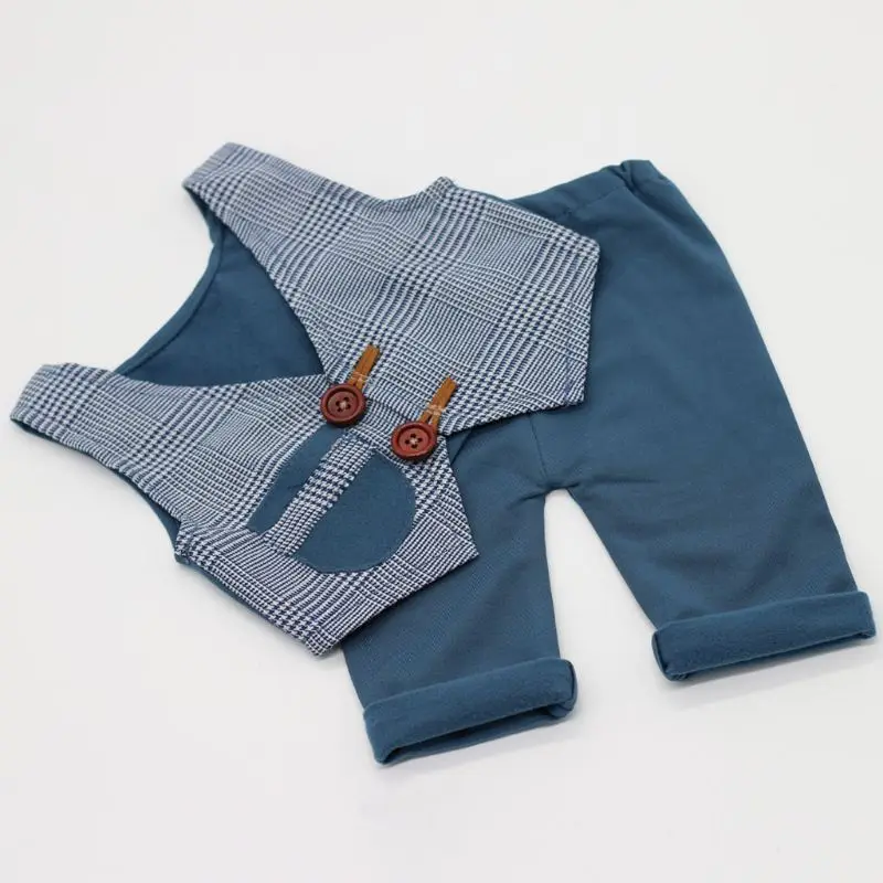 Conjunto chaleco y pantalón corto a cuadros para recién nacido - imagen 3