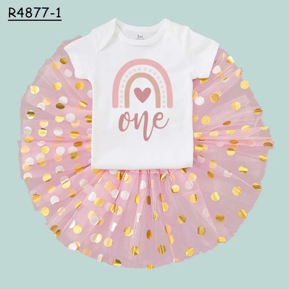 Vestido de cumpleaños niña con tutú de princesa manga corta - imagen 5