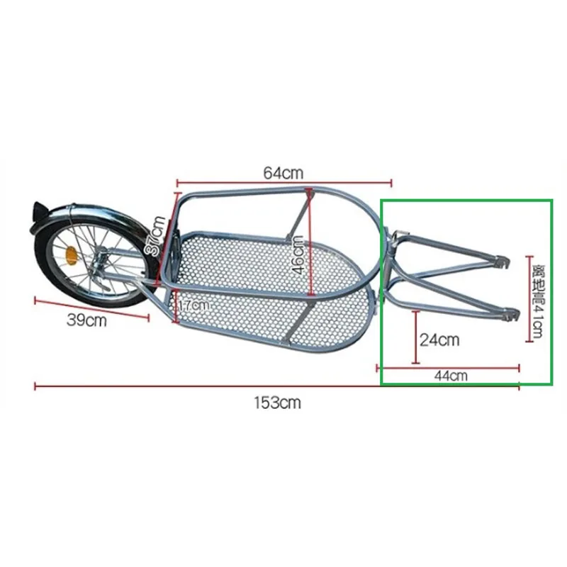 Remolque bicicleta de una sola rueda con neumático grande para acampar - imagen 3