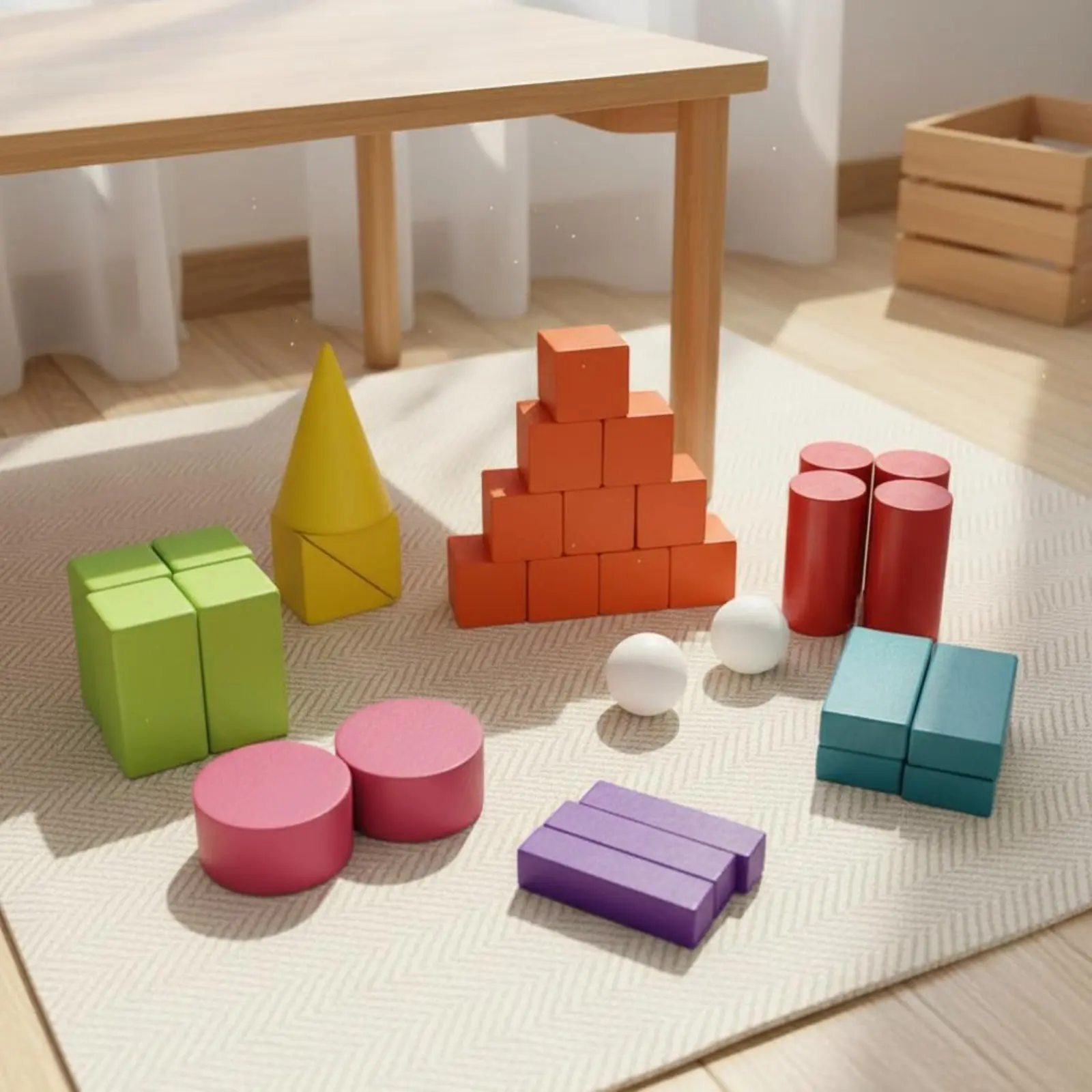 Bloques geométricos de madera 3D para aprender formas a niños