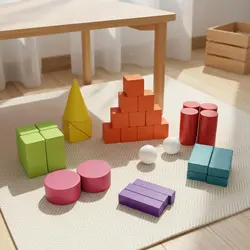 Bloques geométricos de madera 3D para aprender formas a niños