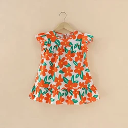 Vestido de niña de algodón con flores para fiestas de verano
