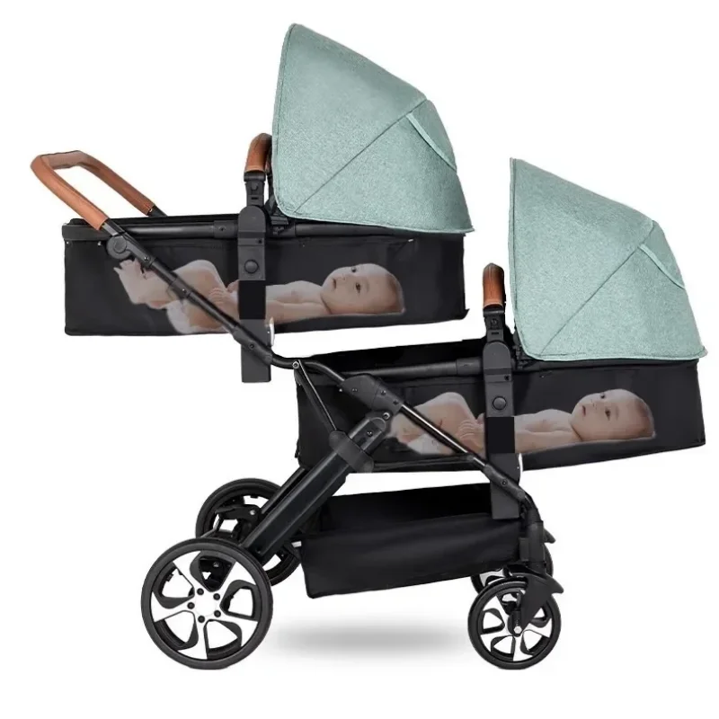 Carrito gemelar para bebés con asientos reclinables - imagen 4
