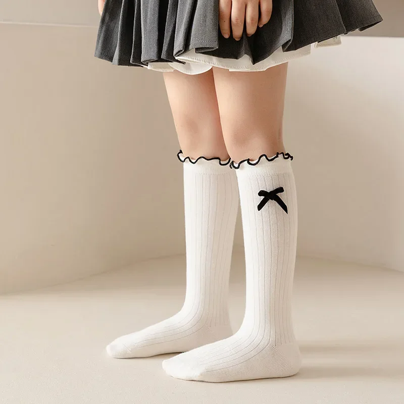 Calcetines algodón suave con lazo y volantes para niñas escolar - imagen 5