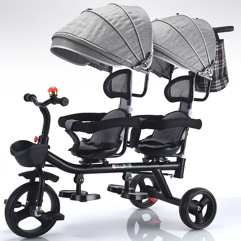 Triciclo doble infantil con barandilla y asiento desmontable - imagen 5