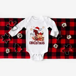 Pelele de Navidad para bebé manga larga con muñeco de nieve y Papá Noel