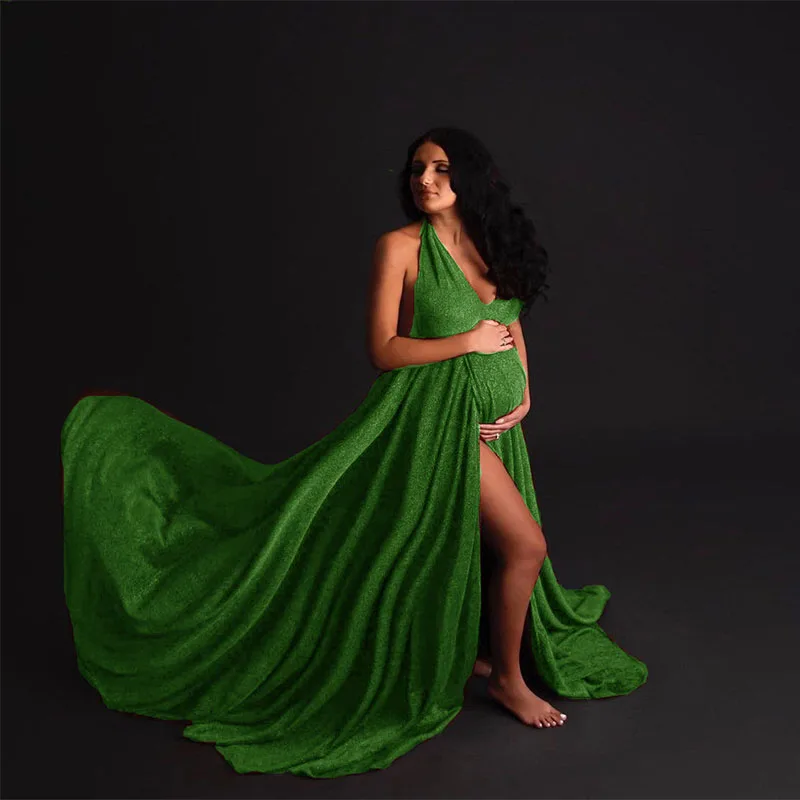 Vestido largo de maternidad con cuello en V