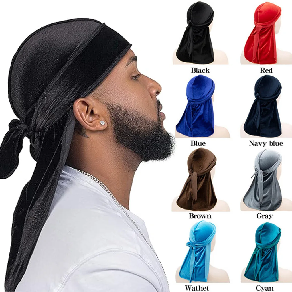 Durag de terciopelo con cola larga suave y transpirable - imagen 5