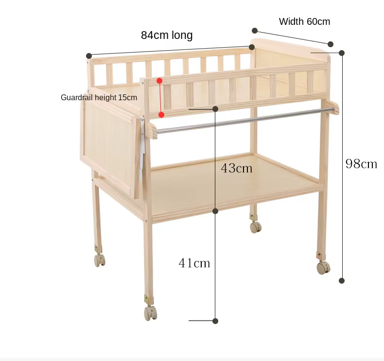 Mesa de cambios para bebé multifuncional en madera maciza con moisés - imagen 3