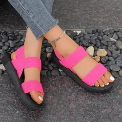 Sandalias planas de verano para niñas con correa trasera elástica