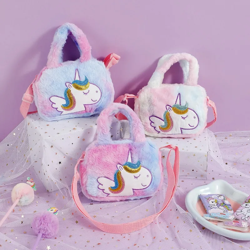 Bolso de felpa de unicornio para niña – Esponjoso y ajustable - imagen 5