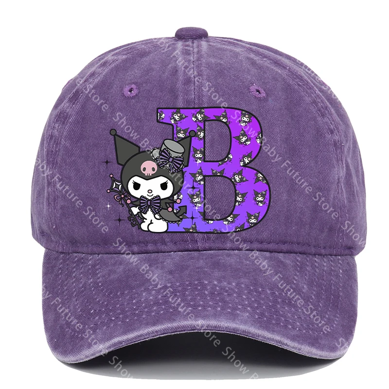 Kuromi gorra de béisbol retro de algodón lavado, estilo vintage