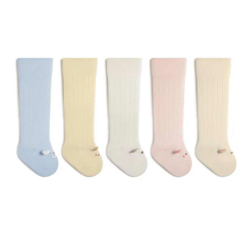 Calcetines altos de algodón para bebés con rayas y dibujos primavera
