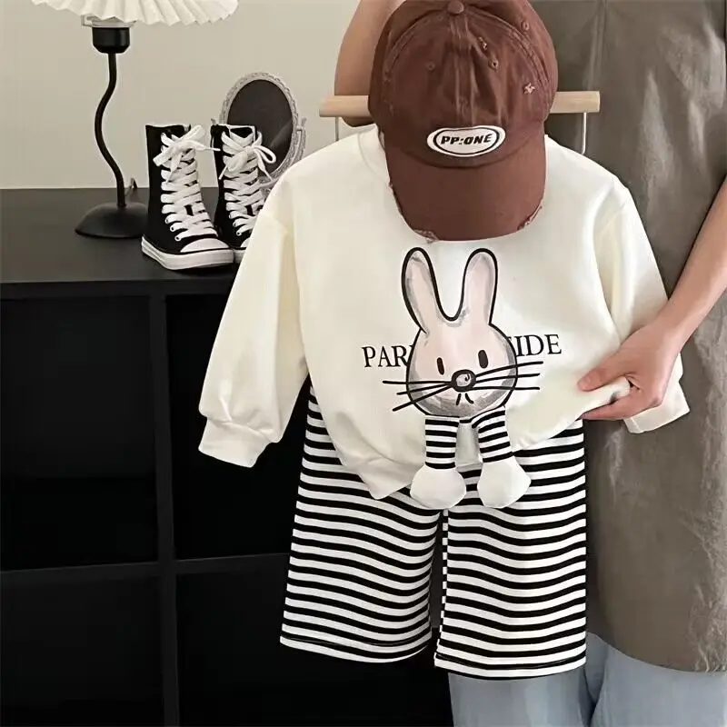 Conjunto de niña conejo animado: jersey y pantalón a rayas - imagen 5