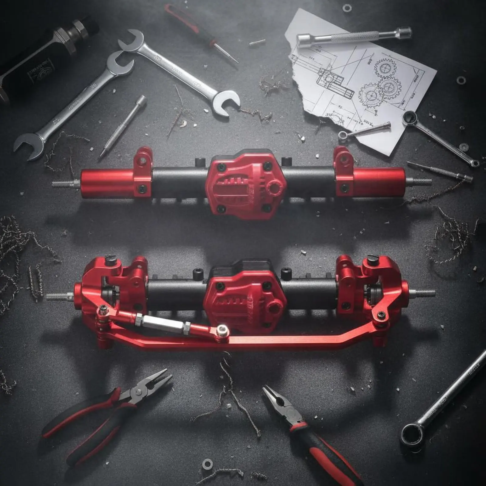 Ejes elevados delanteros y traseros de metal para crawler RC - imagen 5