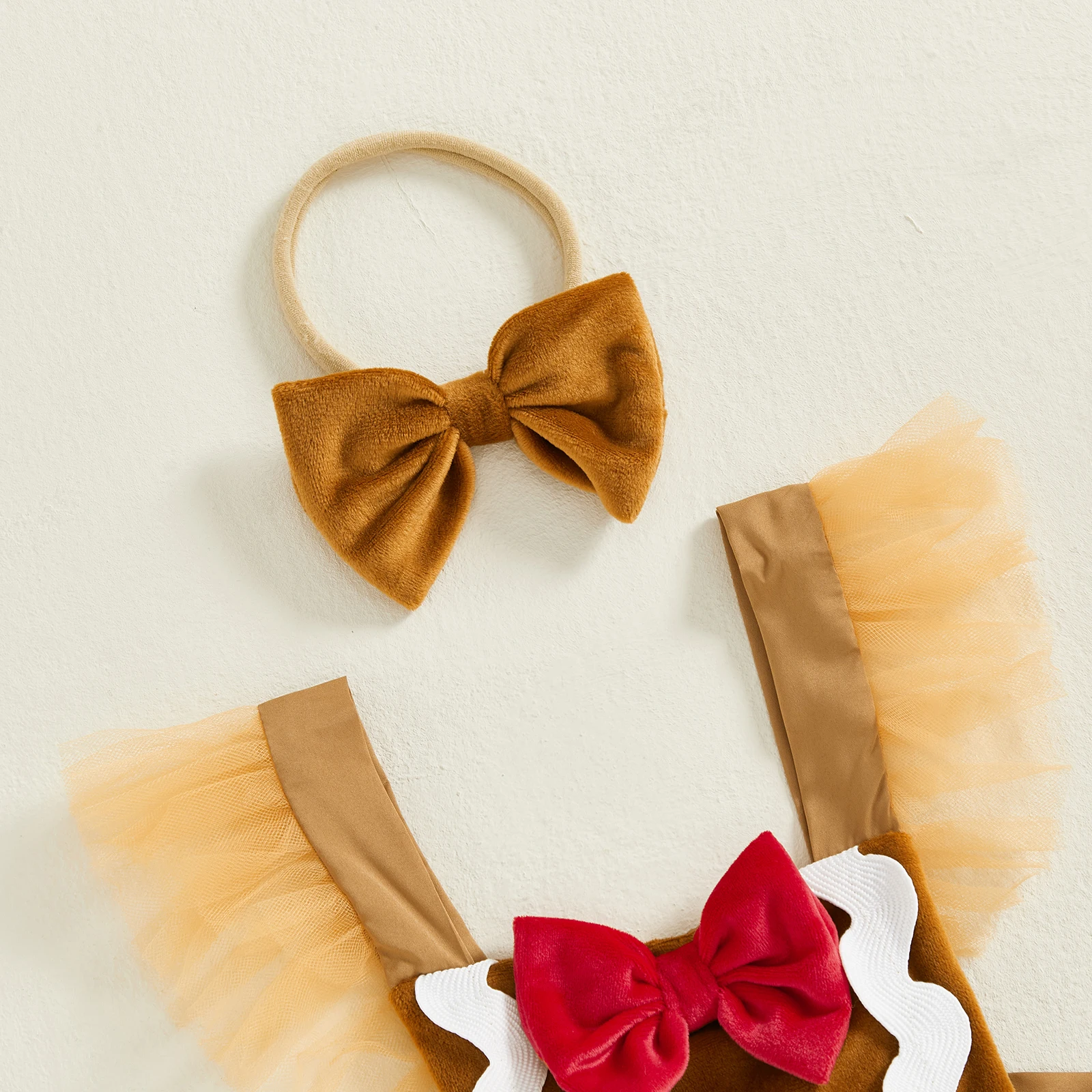 VISgogo Conjunto Navidad niña hombre de jengibre manga voladora diadema - imagen 4