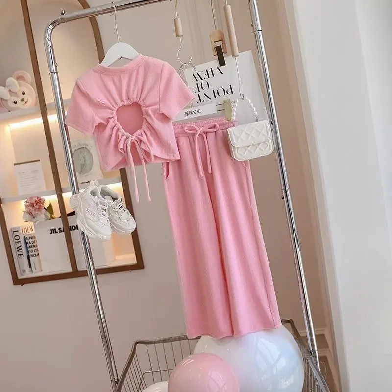 Conjunto de verano para niña: camiseta fina y pantalón ancho - imagen 2
