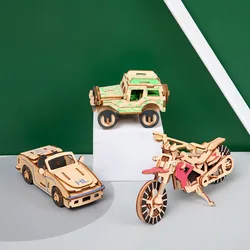 Puzle 3D moto de madera artesanal para niños