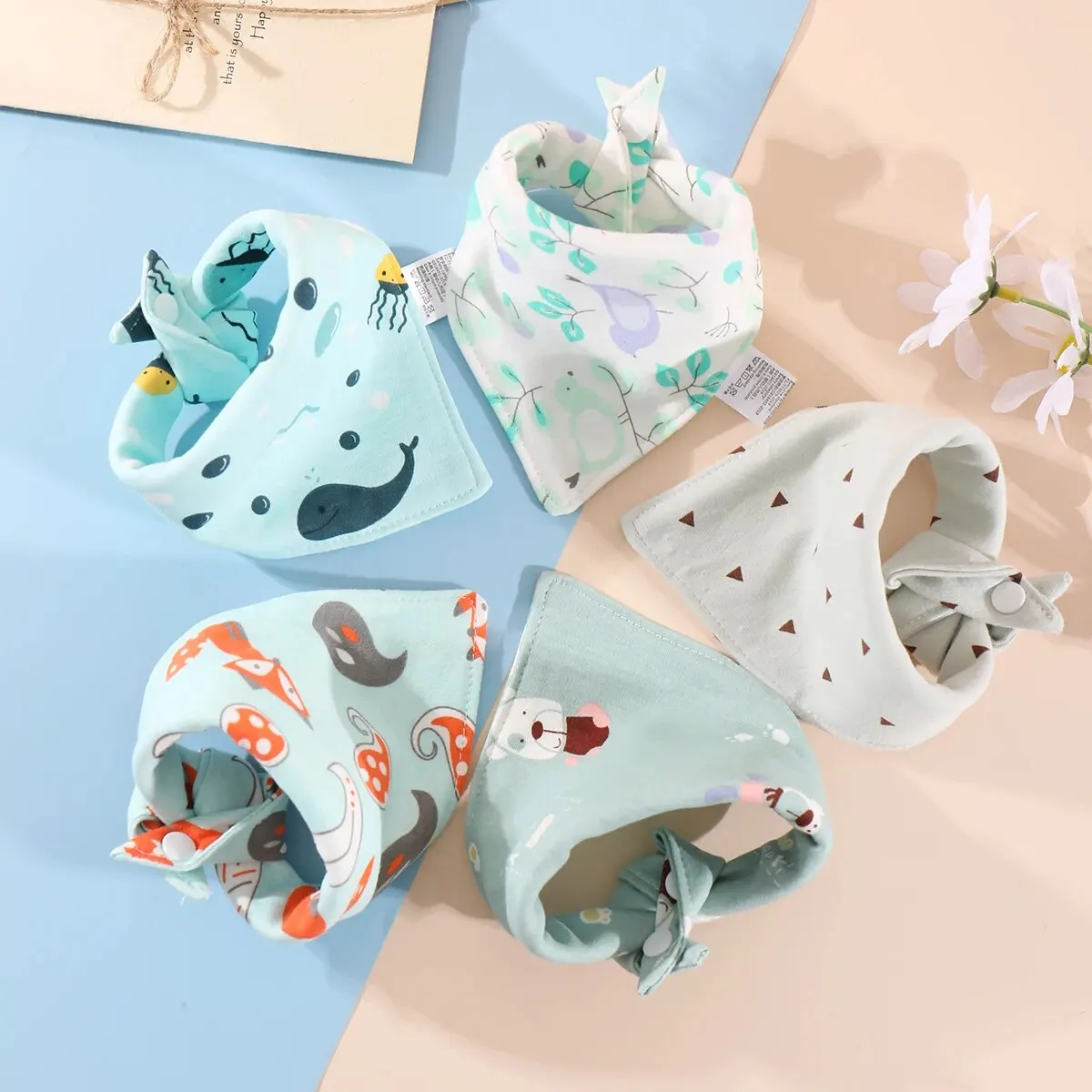 Baberos bandana de algodón para bebé con estampado bonito - imagen 3