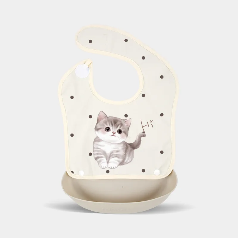 Babero de silicona infantil impermeable con bolsillo 3D - imagen 2