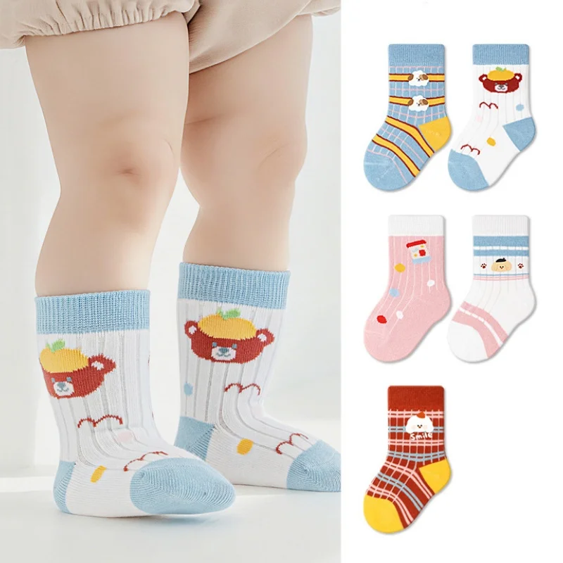 Calcetines altos de algodón con rayas y animales para niños - imagen 5