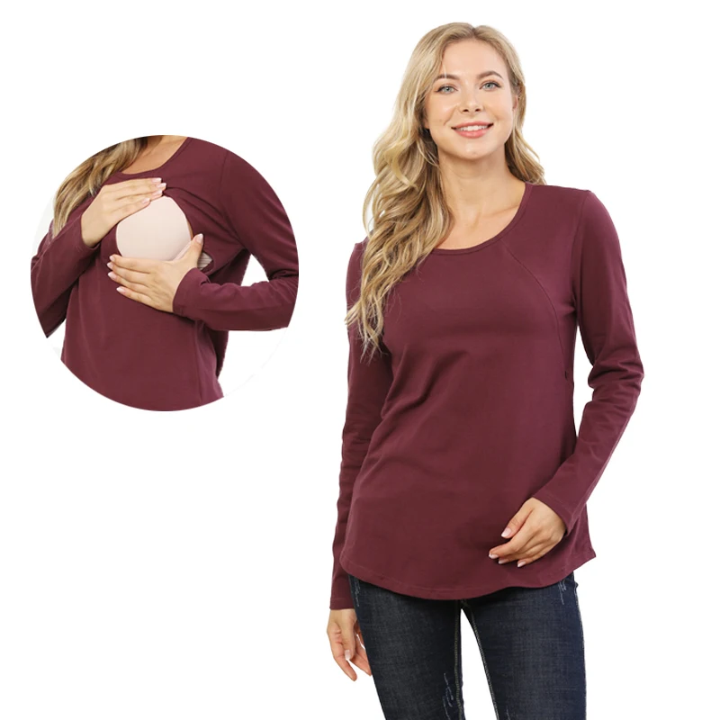 Tops de lactancia talla grande para embarazo – camisas manga larga - imagen 5