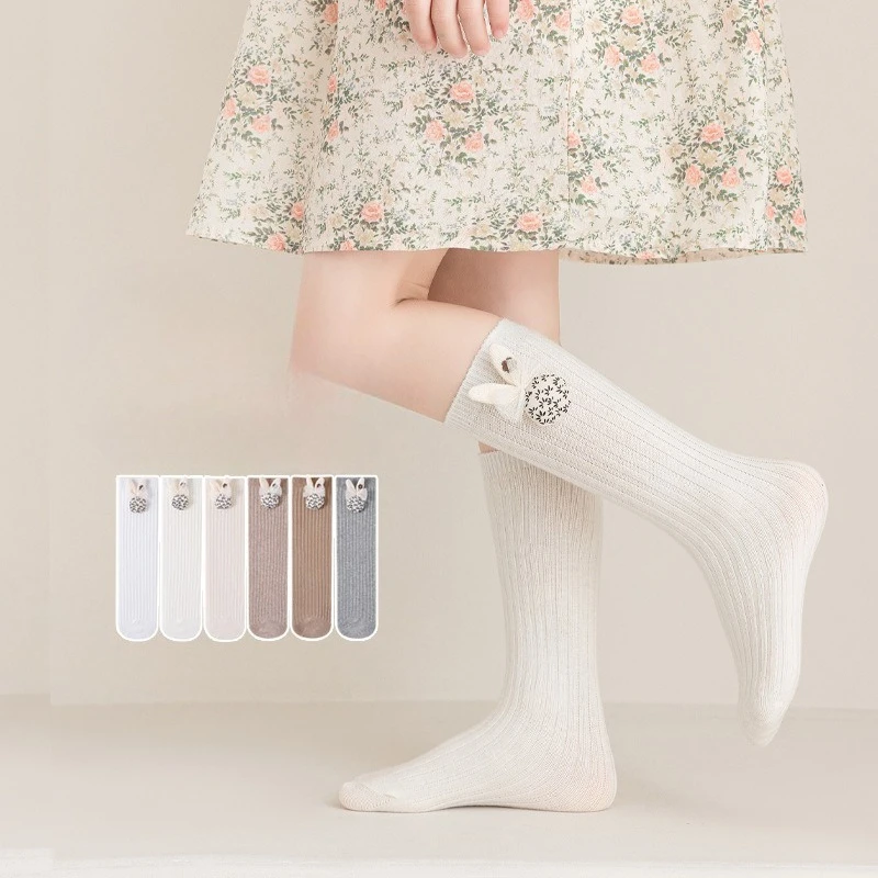 Calcetines altos de algodón suave para niña estilo princesa conejo - imagen 4