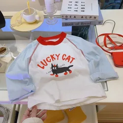 Camiseta de manga larga holgada para niños, estilo moda
