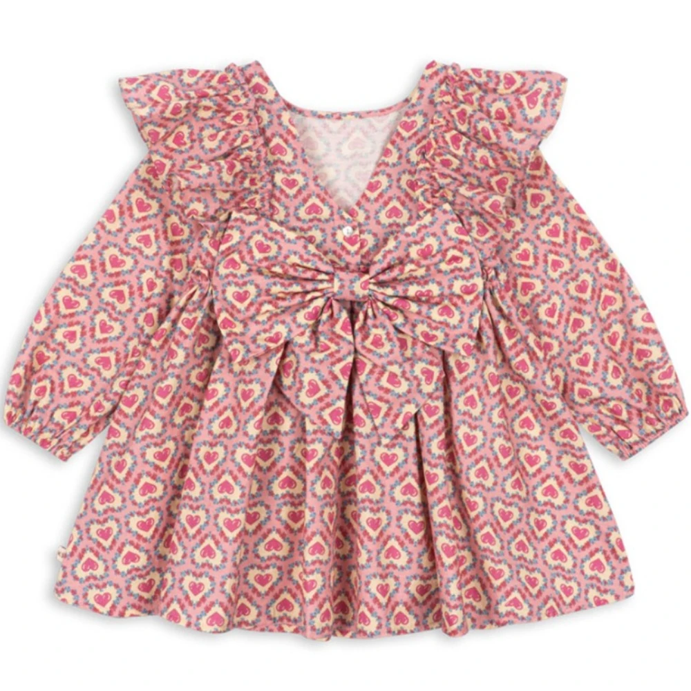 KS Conjunto de niña primavera con vestido algodón estampado gato - imagen 4