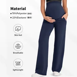 Pantalones de maternidad cintura alta pierna ancha recta otoño