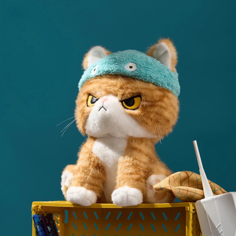 Peluche de gato naranja con expresión divertida, almohada - imagen 5