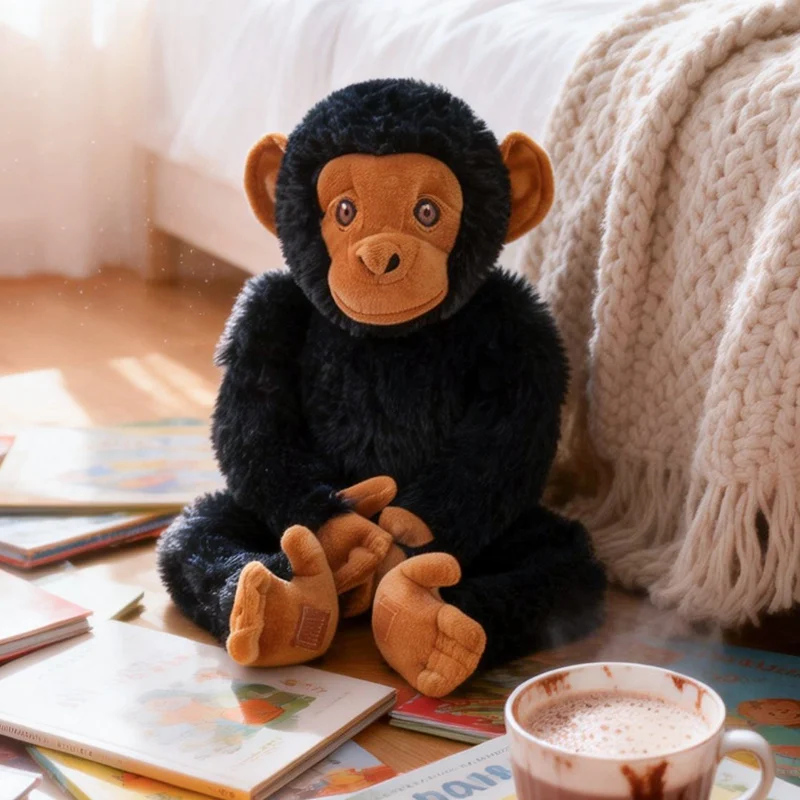 Peluche orangután negro grande con almohada para abrazos - imagen 5